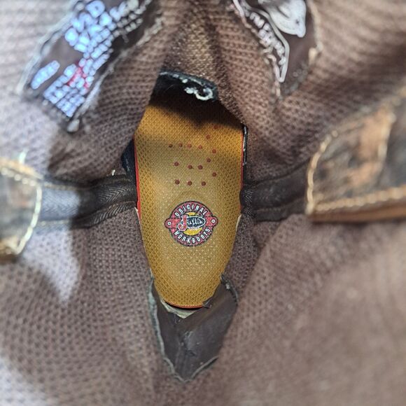 Justin Stampede Men's Western Work Boots Size 8.5D Brown And Tan Leather Cowboy - Picture 9 of 10